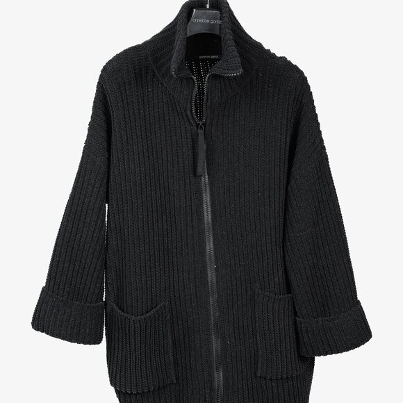 Annette Gortz Fall 2022 Lilit Black Chenille Chunky Zip Cardigan, Size M - Picture 1 of 11